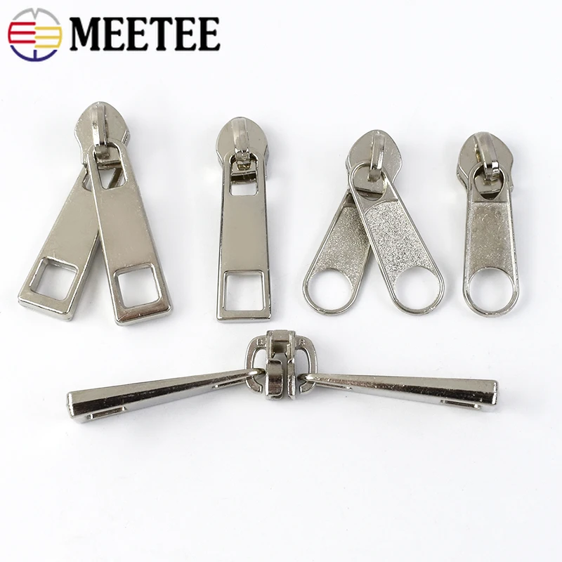 10/20Pcs Meetee 5# Nylon Zippers Slider Double-Sided Zipper Head for Jacket Pocket Tent Bag Luggage Zip Repair Accessories