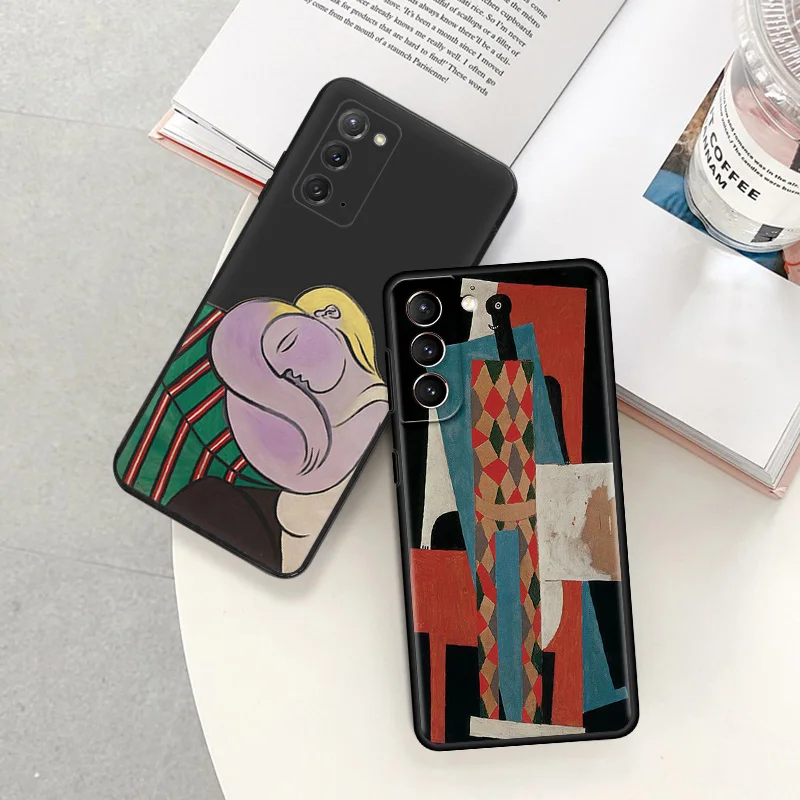 Phone Case for Samsung S24 S20 S21 S22 S10 S23 Ultra FE Plus 5G Picasso Painting Fashion Galaxy Note20 Shell Black Cases Cover