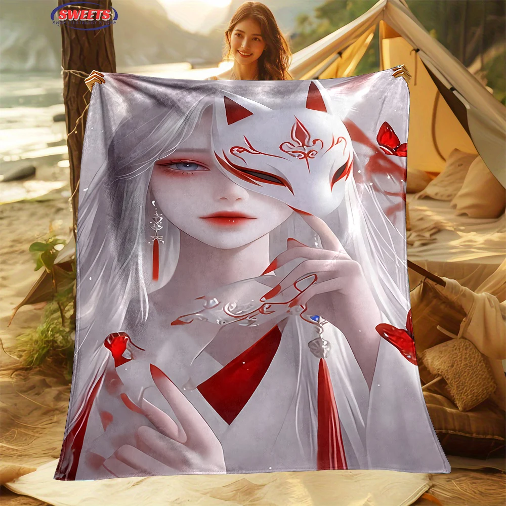 3D Popular Game LOL Ahri Soft Flannel Blanket for Bed Bedroom Sofa Picnic,Throw Blanket for Cover Outdoor Leisure Nap Trip Gift