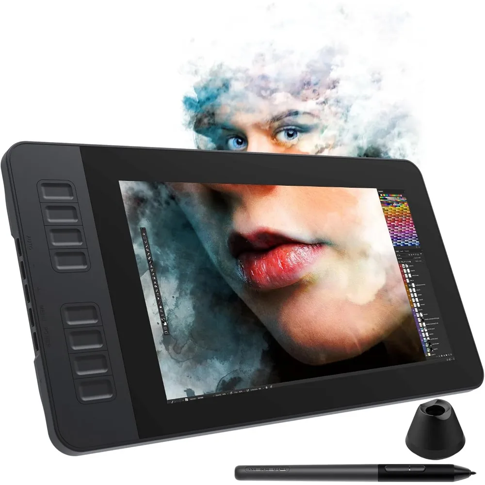 11.6 Inch IPS Tilt Support Drawing Tablet with 8 Shortcuts and 8192 Pressure Levels, Battery-Free Stylus