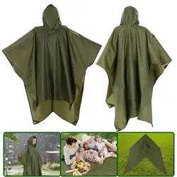 3-in-1 Rain Coats Backpack Raindrops Cover Climbing Camping Rainwear Elaborate Poncho Jacket Outdoor Mat Army Green