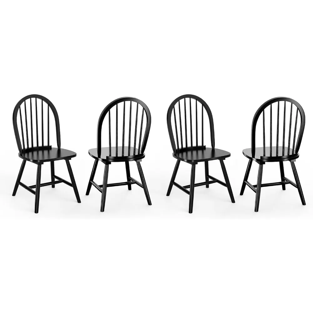 مجموعة من 6 كراسي لتناول الطعام من الخشب المطاطي المغزل عالي الظهر مكونة من 18 قطعة من WATERJOY، مناسبة للمطبخ وغرفة المعيشة