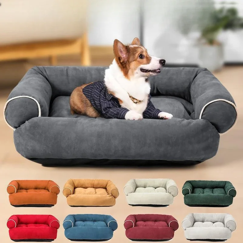 Warm Pet Dog Sofa Soft Sponge Mat Kennel Square Kennel Deep Sleep Breathable Blanket Pet Bed For Small Medium Dogs Pet Supplies