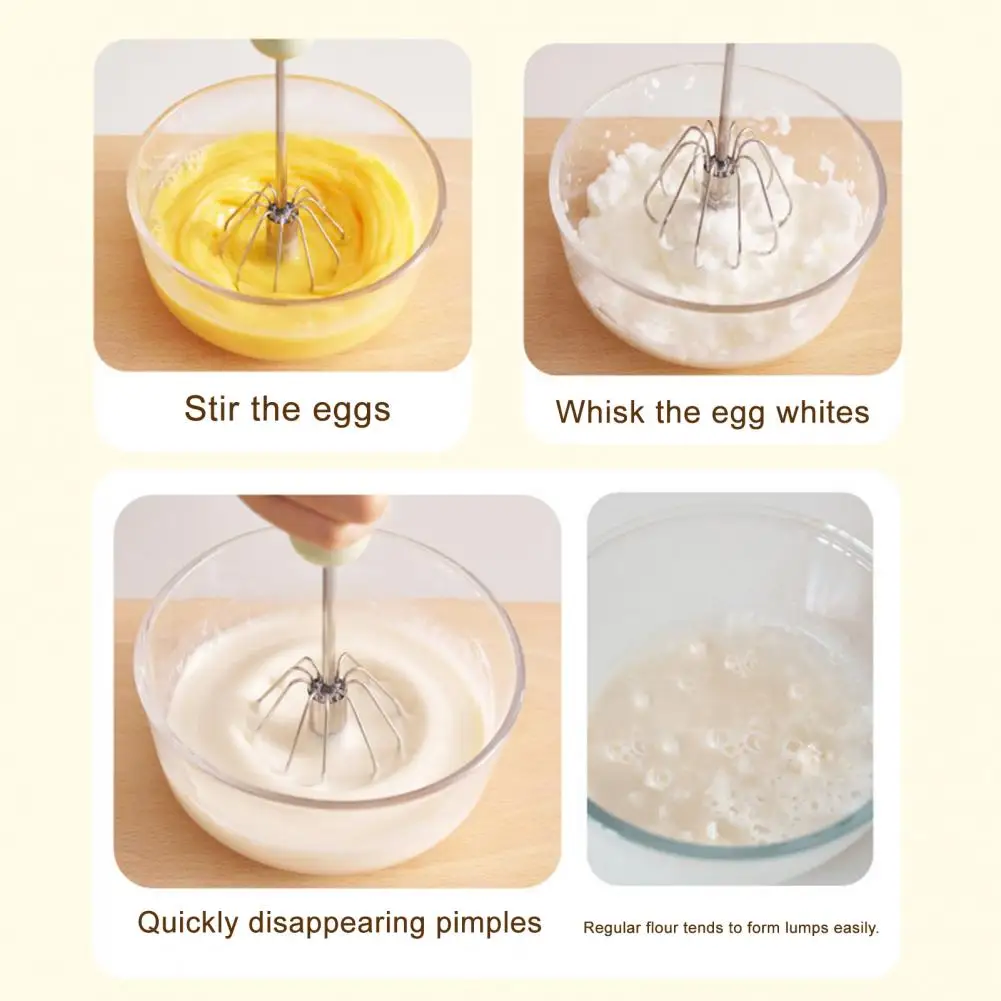 Time-saving Egg Beater Stainless Steel Egg Whisk Hand Push Rotary Blender Mixer Stirrer Kitchen Tool for Beating Blending