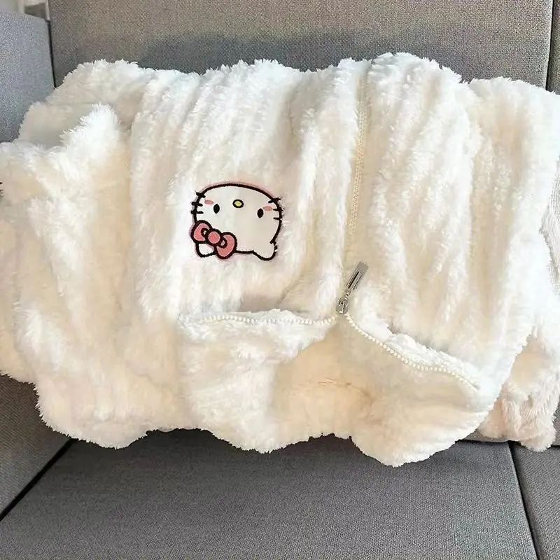 

Коралловые бархатные пижамы Hellokitty для девочек, зимние бархатные утолщенные свободные брюки с длинными рукавами, милый комплект домашней одежды с героями мультфильмов