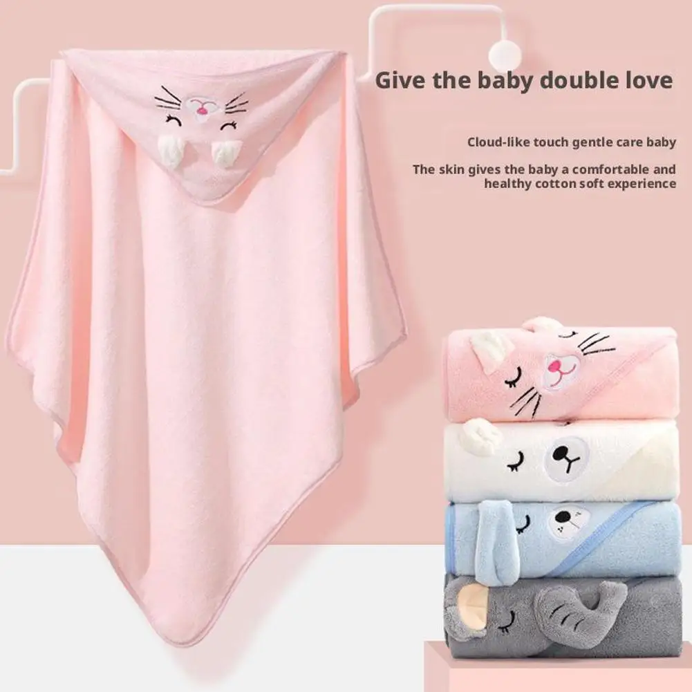 

Warm Toddler Bathrobe Infant Bath Towel Boy Girl Blankets Swaddle With Hood Cartoon Coral Fleece Towel Blanket for Newborn Kids