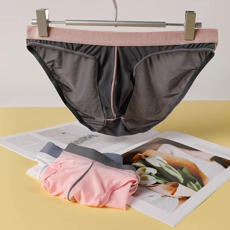 

Male Ice Silk Briefs Soft Mens Triangle Pouch Bag Underwear Summer Man Bikini Panties Thin 2025 Swimwear Трусы Мужские Wholesale