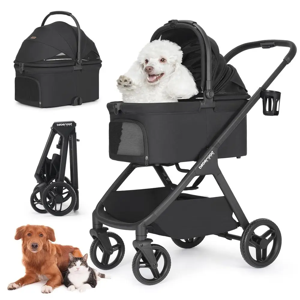 

X-5 Luxury Pet Stroller for Medium Dog Under 55lbs or 2 Small Dogs & Cats, One-Touch Folding, Adjustable Handle and Detachable C