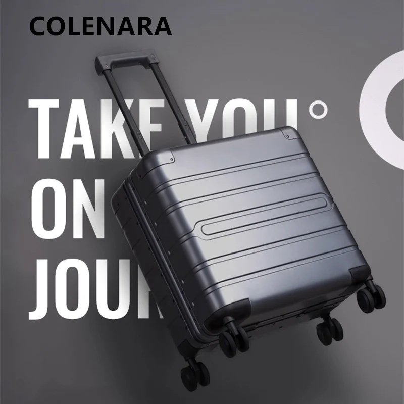 

COLENARA 18-inch Suitcase All Aluminum Magnesium Alloy Boarding Box Men's Business Trolley Case Small with Wheel Luggage