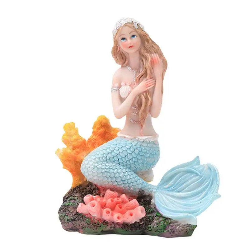 Artificial Aquarium Mermaid Fish Tank Decorations Underwater World Decor Ornament Resin Statue Figurines Miniature Pet ornaments