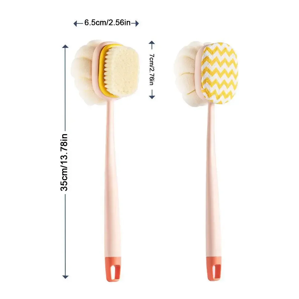 Exfoliator Double-sided Soft Bath Brush Long Handle Hair Shower Brushes  Skin Cleaning Brush SPA Shower Supplies