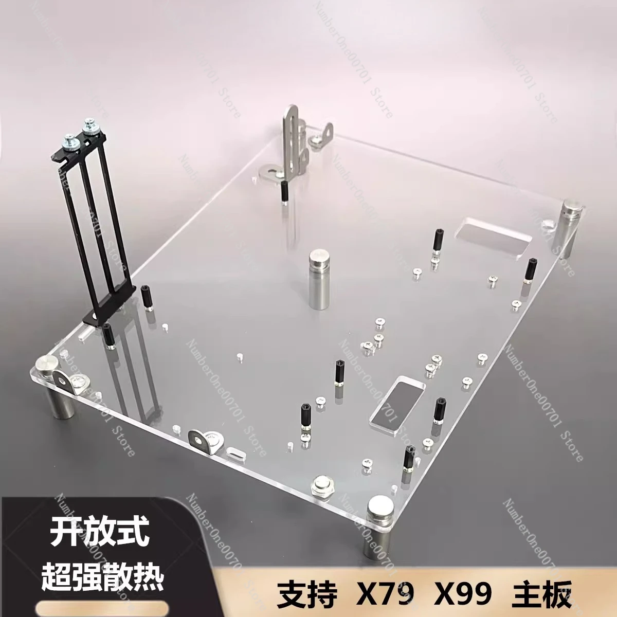 Open Air PC Case, Acrylic Transparent Computer Case for ITX/MATX Motherboard, Top PSU Mount DIY Test Bench Support X99