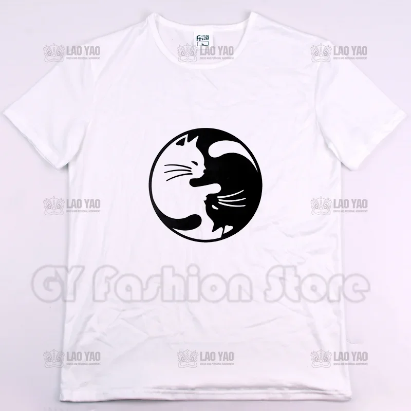 Tai Chi Cat Cartoon Graphic  Shirts Hot Selling Summer Printed -shirt Unisex Street Wear Casual Men Women image 2