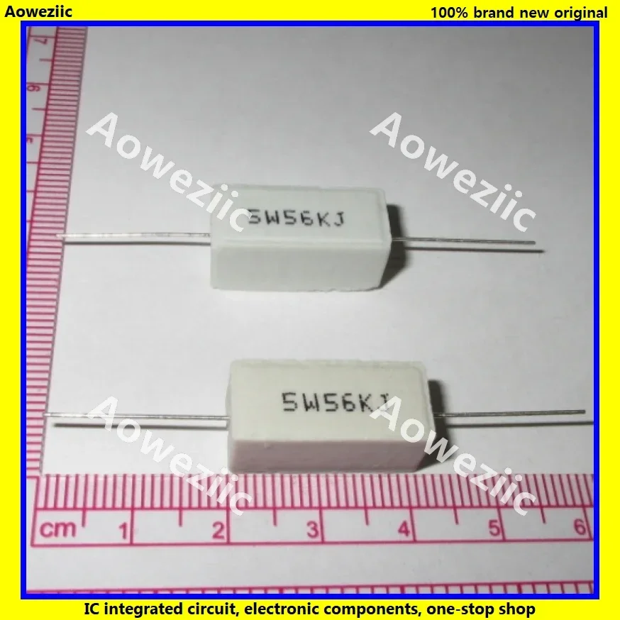 

10Pcs RX27 Horizontal cement resistance 5W 56K ohm 56K R 56K RJ 5W56KJ 56000R Ceramic Resistance precision 5% Power resistance