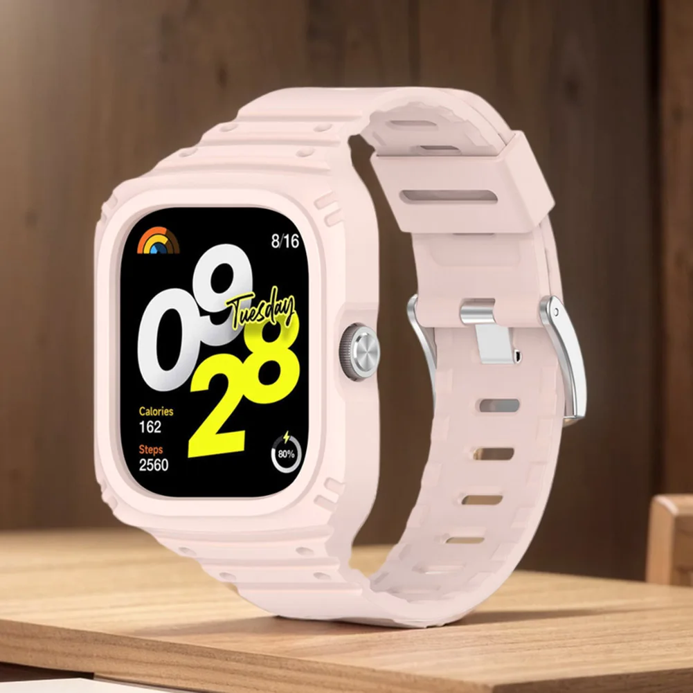 2 In 1 Redmi Watch 4 Silicone Case and Strap Sweatproof Waterproof Wristband Protector Replacement Band