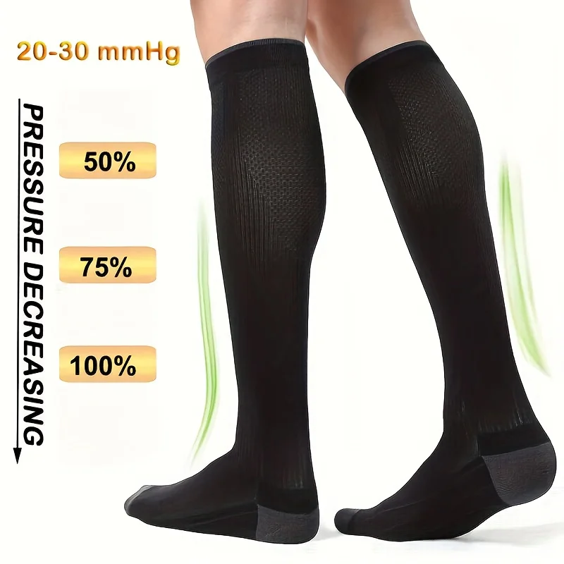 1/4 Paar Kompressionssocken für Herren und Damen, 20–30 mmHg – Durchblutungssocken, geeignet für Pflege und Reisen – weiche, atmungsaktive Sportsocken – Detail 10