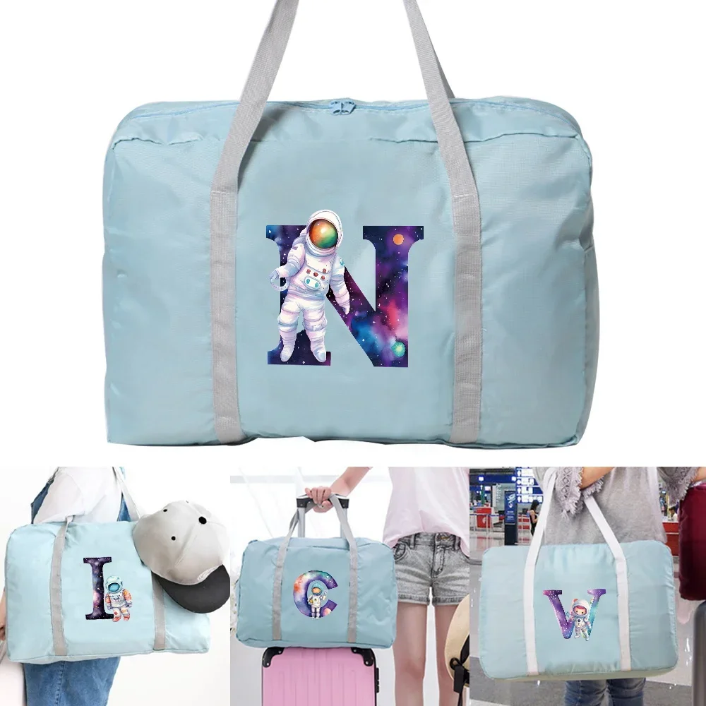 New Trendy Astronaut Letter Printing Pattern Outdoor Handheld Travel Bag Multi Functional Simple Portable Reusable Storage Bag