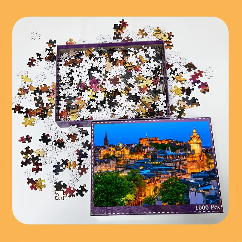 1000 Teile 70 x 50 cm großes Schottland-Puzzle von Edinburgh – historische Stadtbildkunst für Erwachsene, Heimwanddekoration und Reisegeschenk
