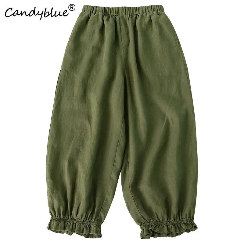 

Green Casual Pants Women's Spring And Summer New Relaxed Comfortable Nine Quarter Trousers Temperament Elegant Womens Clothing