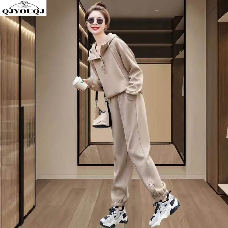 Sports suit Spring and Autumn new loose slimming temperament top+casual pants two-piece set trendy