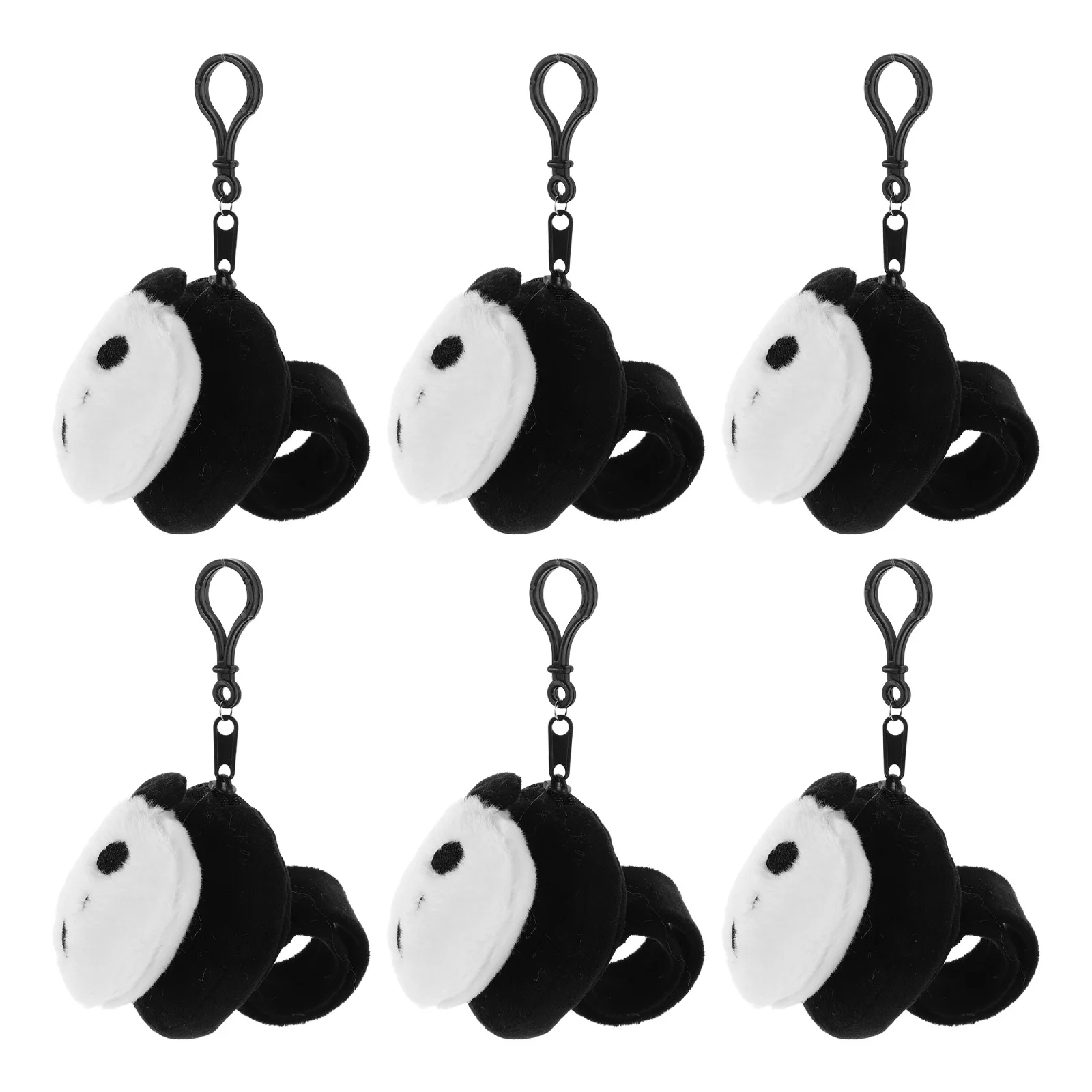 

6pcs Slap Bracelet Coin Purse Panda Shaped Wrist Purse Stuffed Animal Snap Band For Party Favors Birthday Gifts - Panda Theme