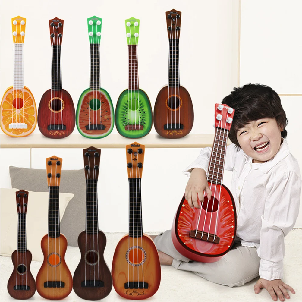 Ukelele simulado de cilindro negro, música, guitarra de educación temprana para niños, hogar, escuela, regalo de cumpleaños, Mini instrumento Musical