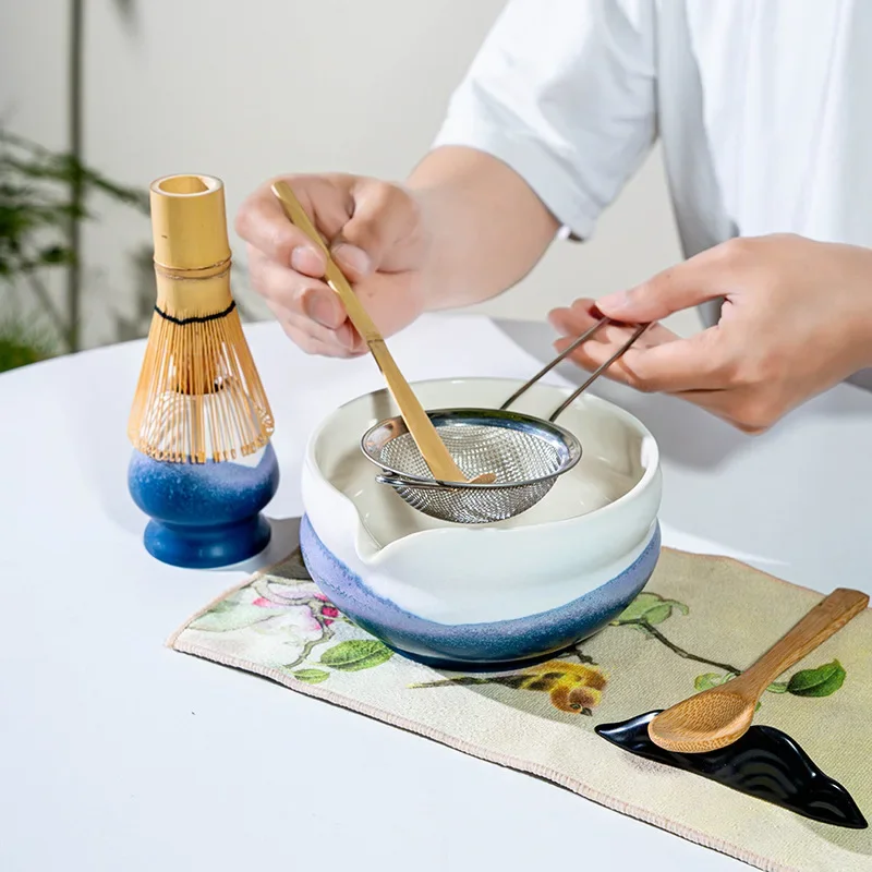 Japanese Matcha Set, Kiln-changed Glaze Tea Dispenser, Tea Bowl, Matcha Spoon, Baibenli Matcha