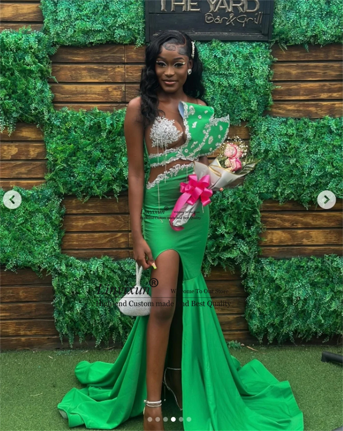 

Блестящее платье для выпускного вечера с кристаллами и бисером, длинное африканское арабское вечернее платье Aso Ebi, свадебное платье русалки с разрезом по индивидуальному заказу