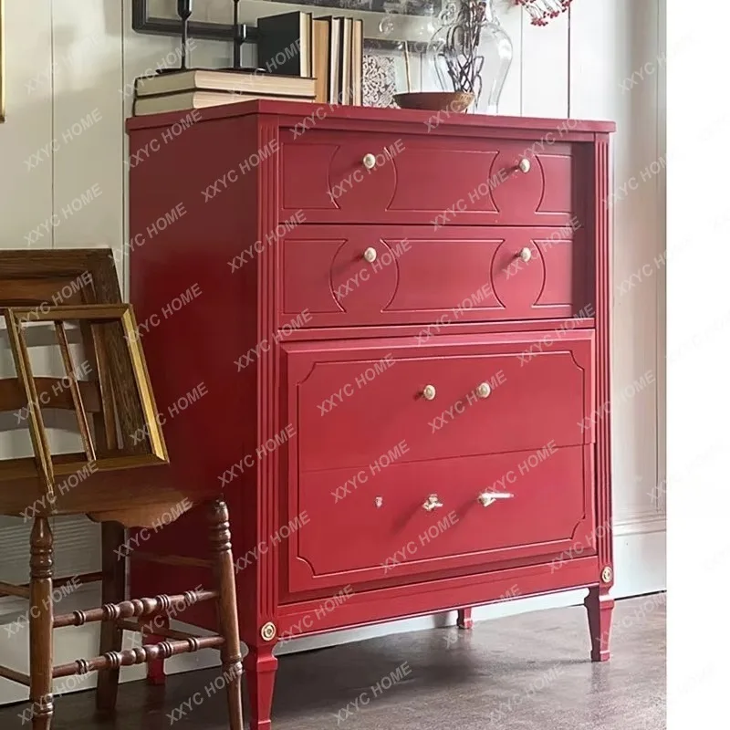 XXVintage  Solid Wood Drawer Chest, Simple Storage Cabinet for Small Hallway Bedroom, Customizable Assembly Furniture