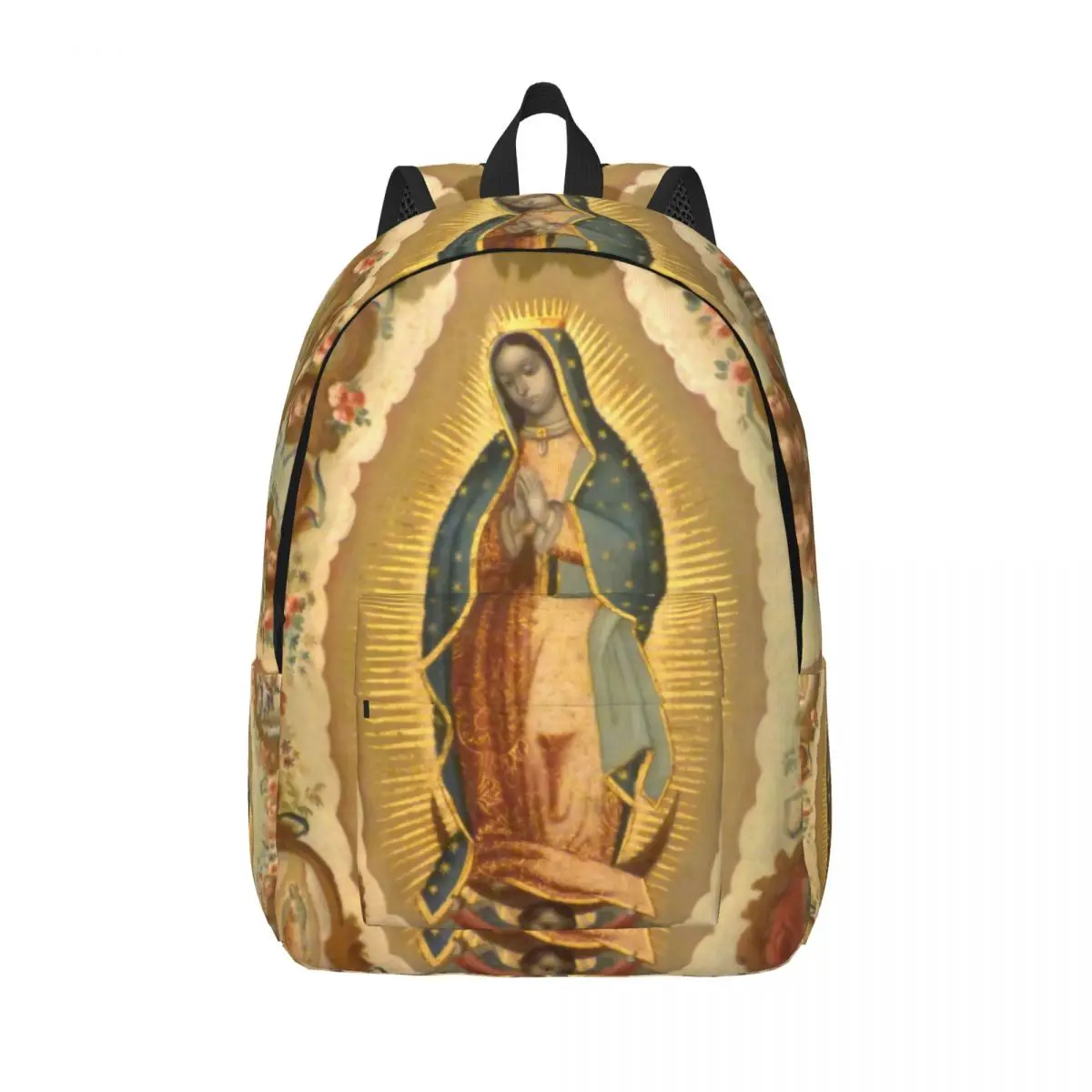 

Холщовые рюкзаки Девы Гваделупской Девы Марии на заказ для мужчин и женщин, базовая сумка для книг для школы, колледжа, Мексики, католические святые сумки