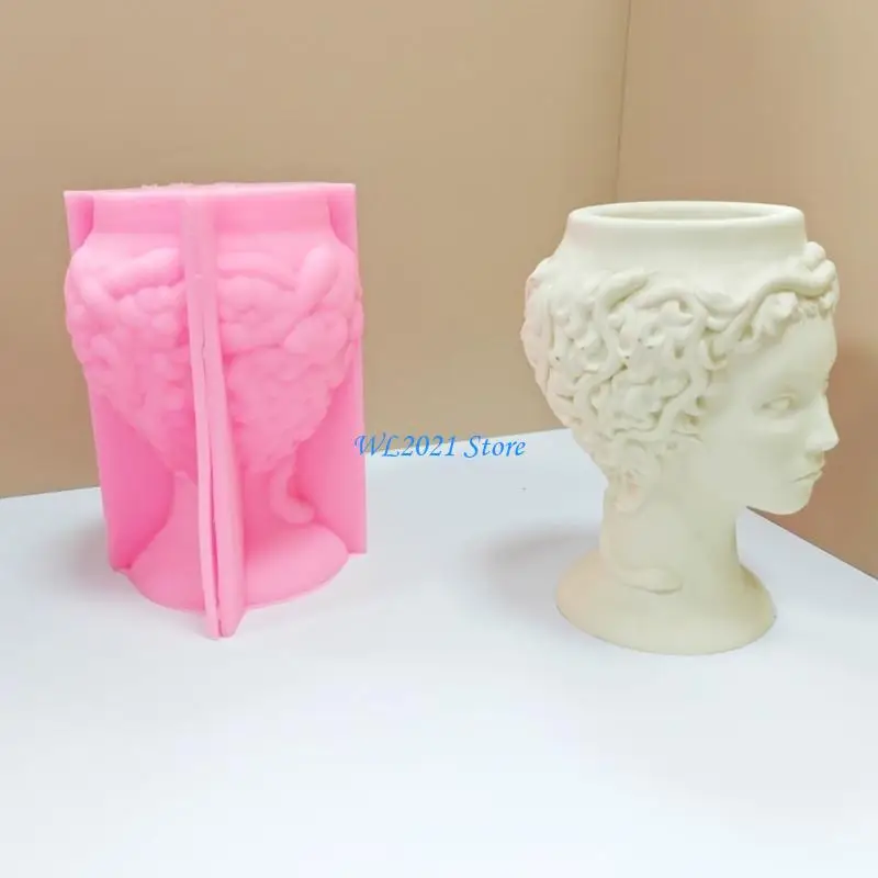 G5GC Planter Vase Moulds Medusas Shapes Cements Mold Silicone Material Suitable for DIY Hand-Making Plant Flowerpot