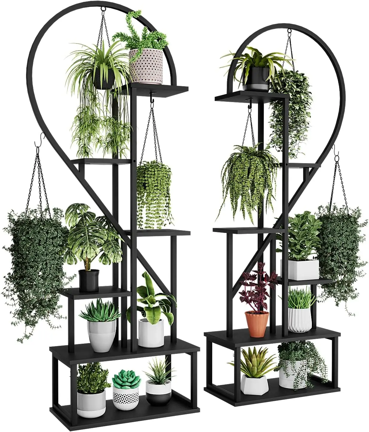 

6 Tier Metal Plant Stand, Creative Half Heart Shape Ladder Plant Stands for Indoor Plants Multiple, Plant Shelf Rack for Home