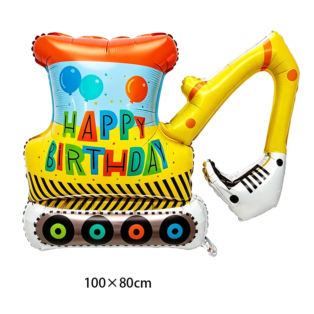 Bau-LKW-Ballon-Dekoration, Bagger-LKW-Gabelstapler-Folienballon, Kinder-Jungen-Geburtstagsparty, Bau-Geburtstagsparty-Dekoration – Detail 5