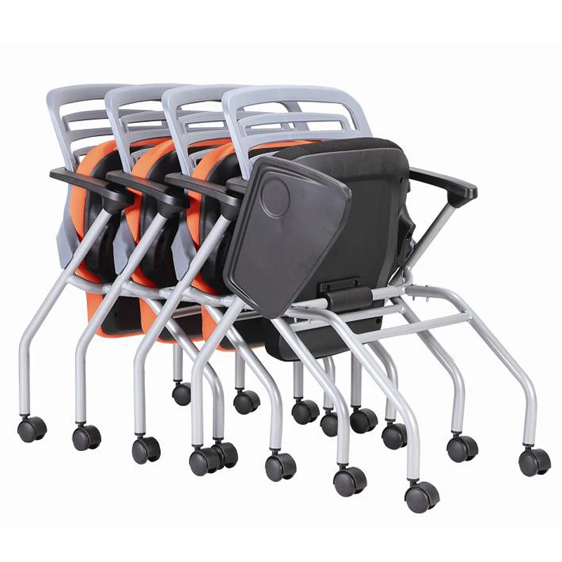 

Stackable Conference Room Chairs with Wheels and Paddle Ergonomic Mesh Back Office Desk folding chair