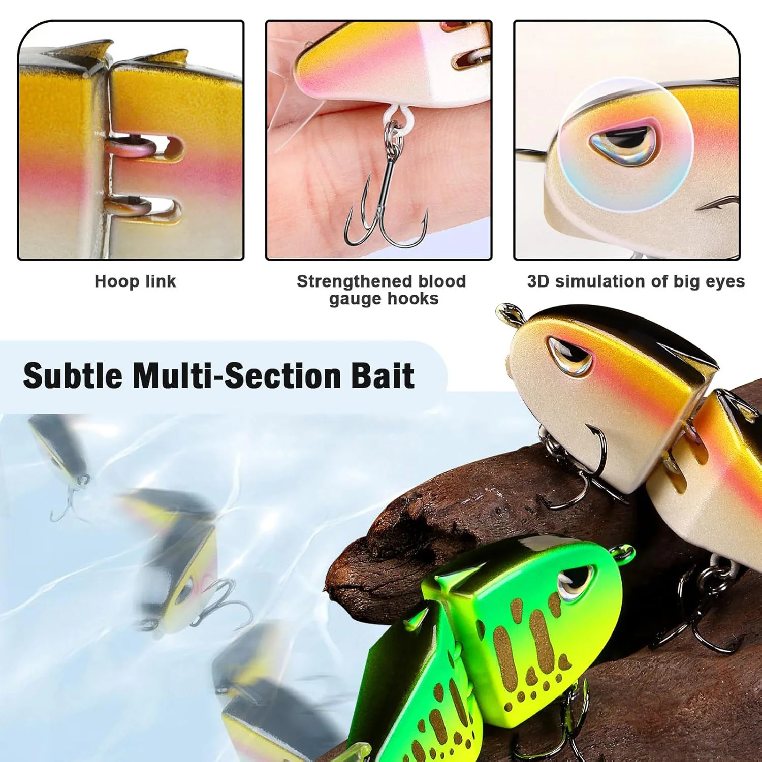 9KM Swimbait Angelköder VIB Langsam sinkender Wide S Motion Lure mit 3D-Augen Mini Glide Bait ABS-Material zum Barschforellenangeln – Detail 2