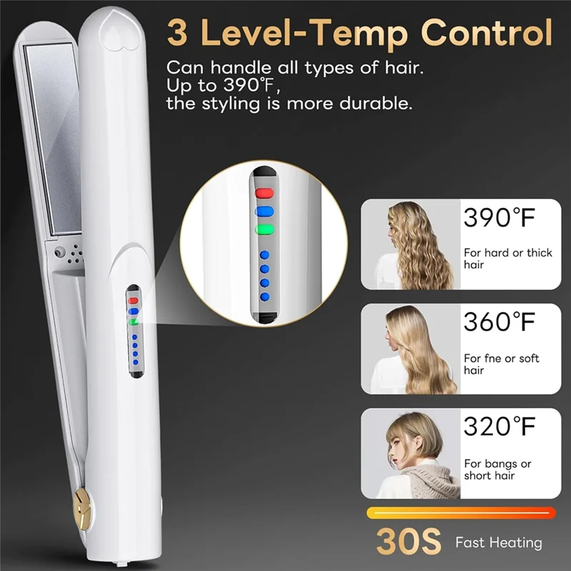 M17K-USB 충전 무선 헤어 스트레이트너 및 컬러 미니 휴대용 여행용 핫 툴 스트레이트 컬 기능