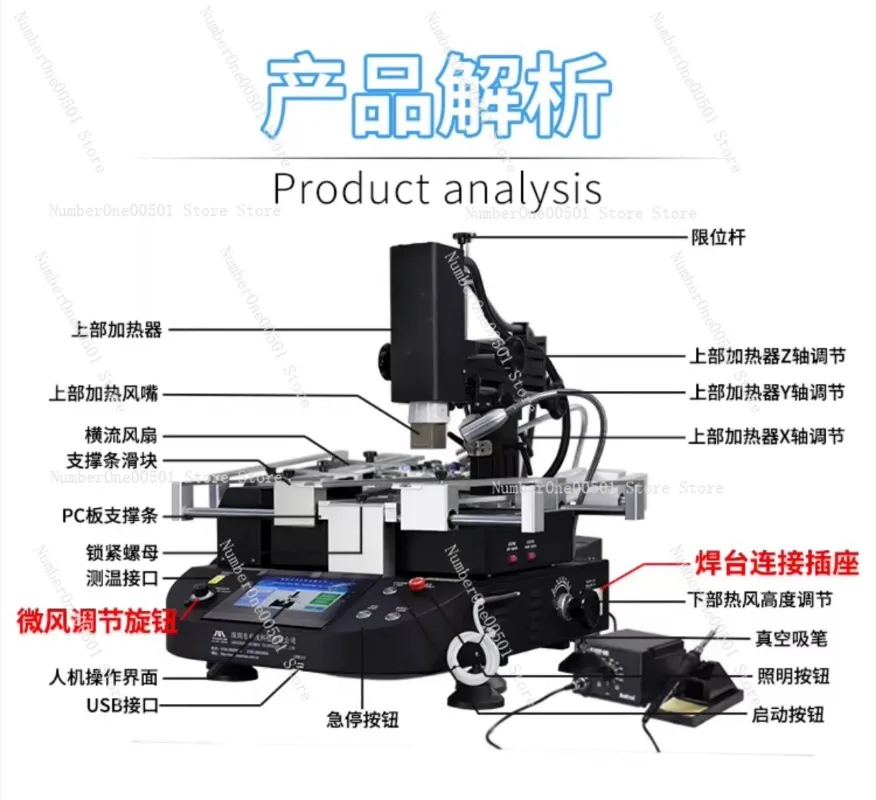 R5860 3 Zone Rework Station Preheating Platform for PCB Soldering