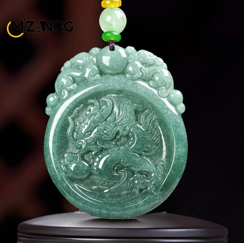 

Authentic Natural Blue Water Double PiXiu Dragon Jadeite Pendant Beautifully Carved Jade Necklace Mascots for Men and Women