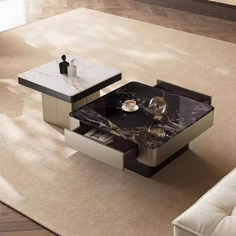 

Italian Luxury Living Room Coffee Tables Modern Minimalist Creative Coffee Table Set Rock Plate Designer Home Furniture FYCT