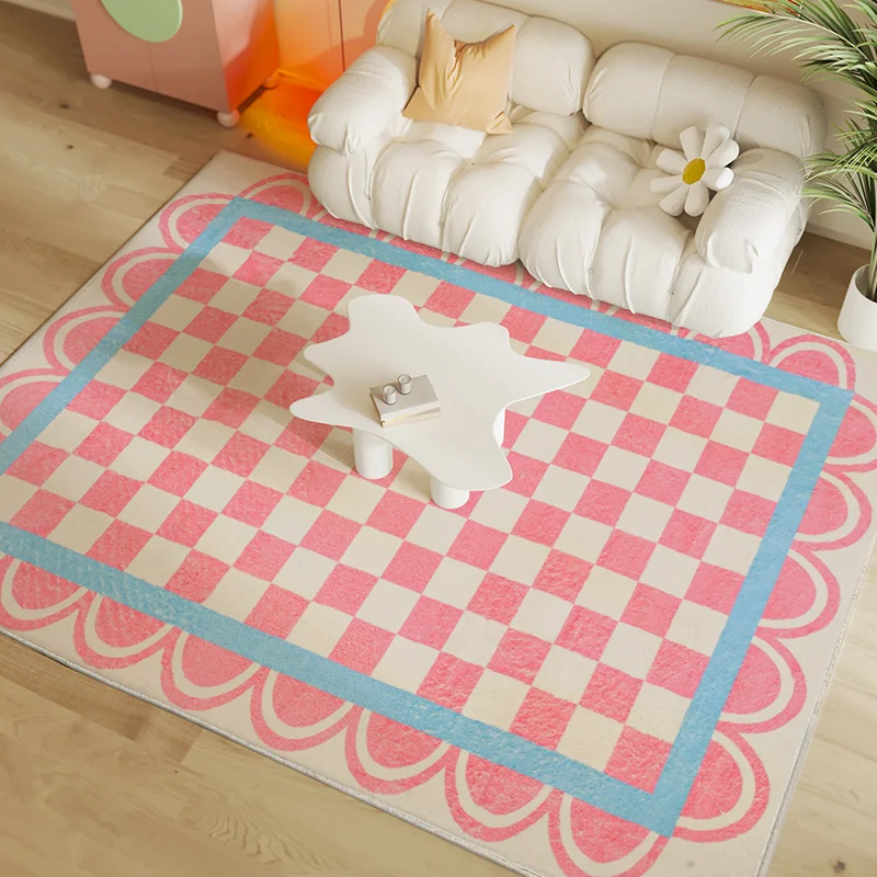 

Cloud Carpets for Living Room Home Decor Luxury Fashion Minimalist Lattice Girly-heart IG Bedroom Large Area Polyester Rugs