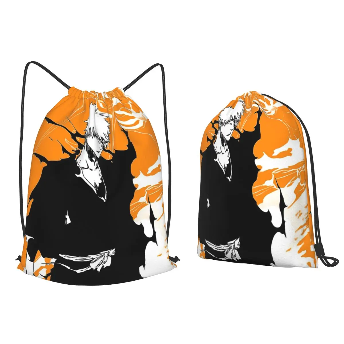 Orange Ichigo Kurosaki Anime Bleach Backpacks Multi-function Drawstring Bags Sundries Bag Book Bags for Travel School