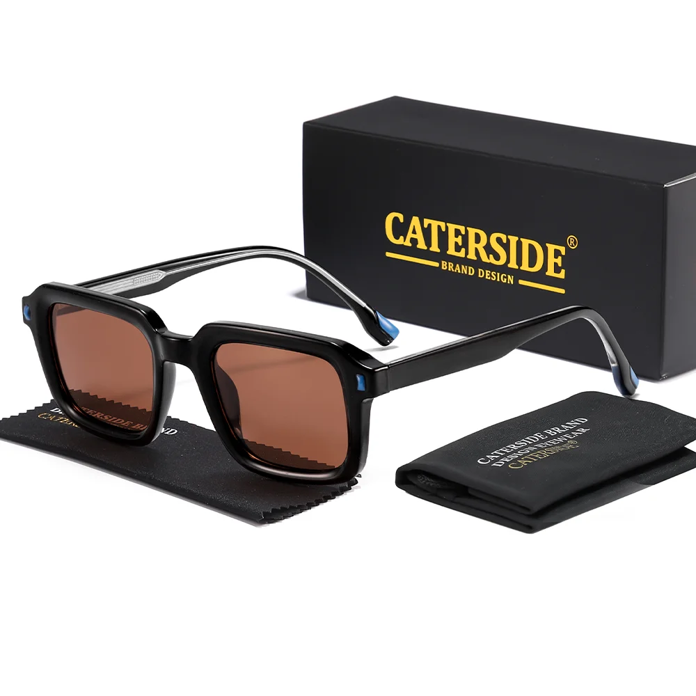 CATERSIDE แว่นตากันแดดผู้ชายกลางแจ้ง TR90 กรอบสี่เหลี่ยมออกแบบเฉพาะบุคคลซันนี่เกลอสผู้หญิงท่องเที่ยวกีฬาแว่นตาครีมกันแดด UV400