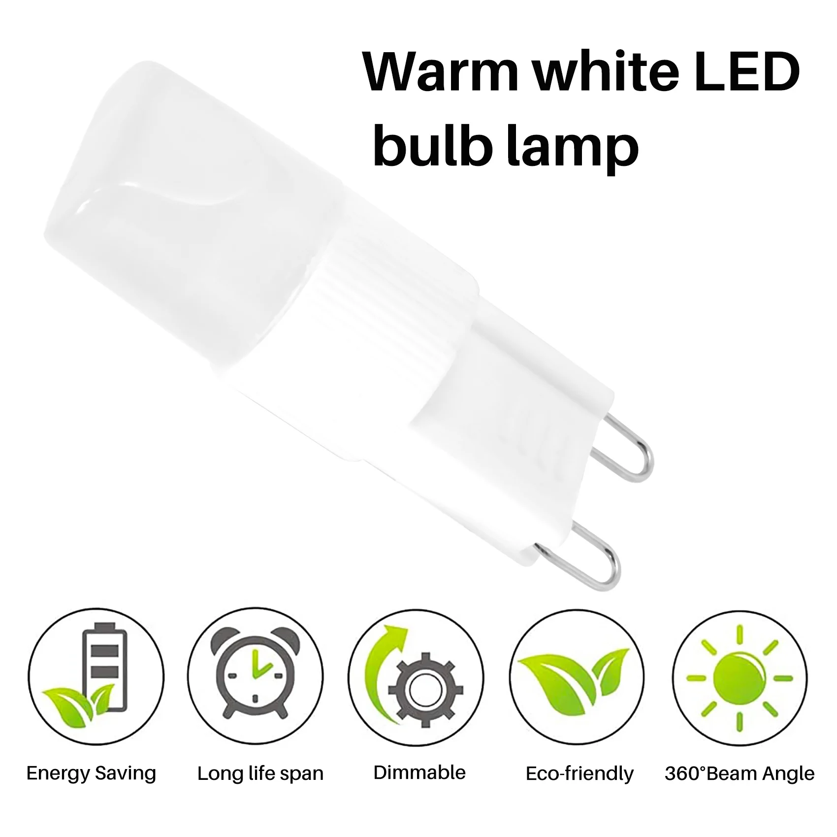 10x G9 1W LED Bulbs, Warm White 3500K