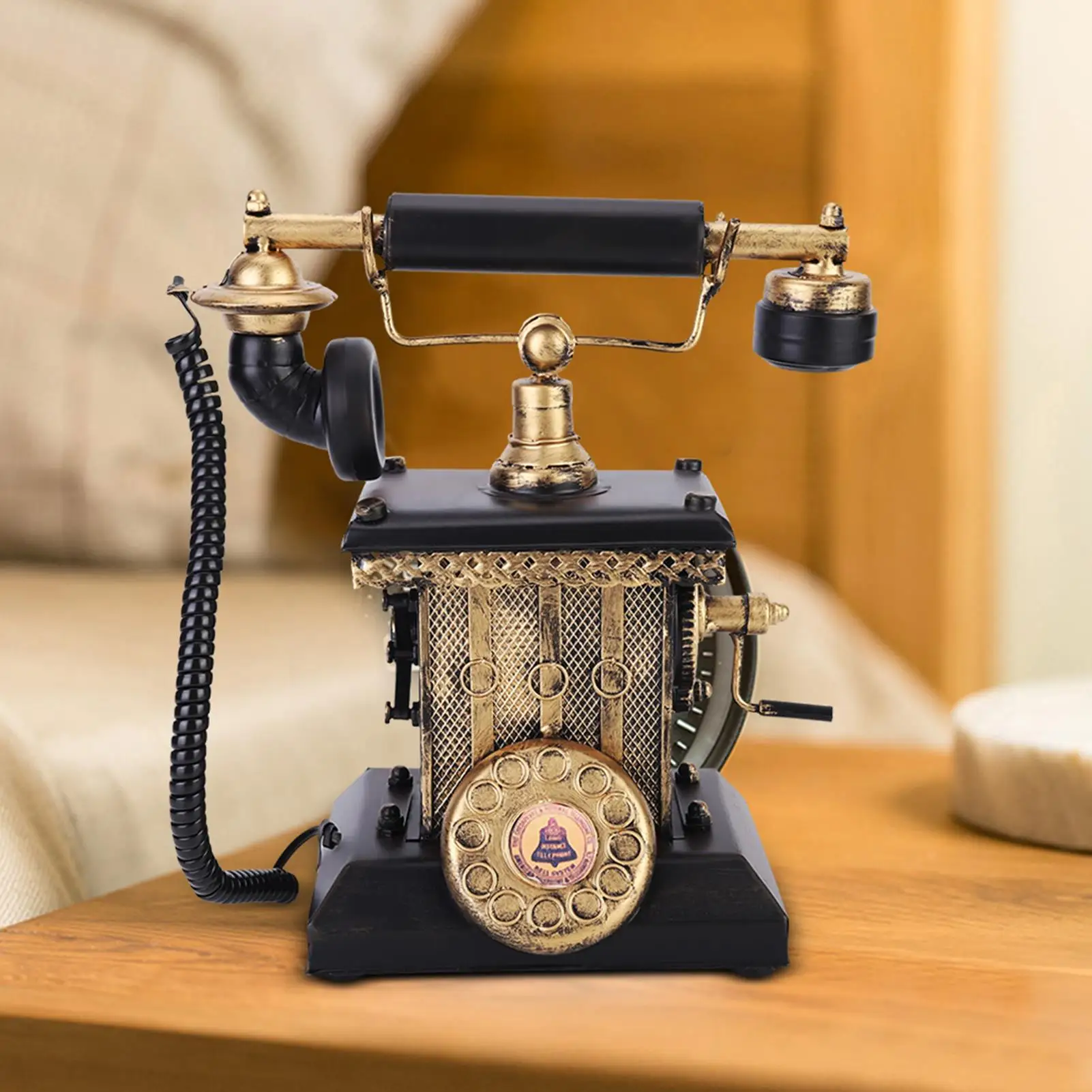 Vintage European Hand-Crank Telephone Decor for Bedroom & Living Room Display | Retro Home Accent