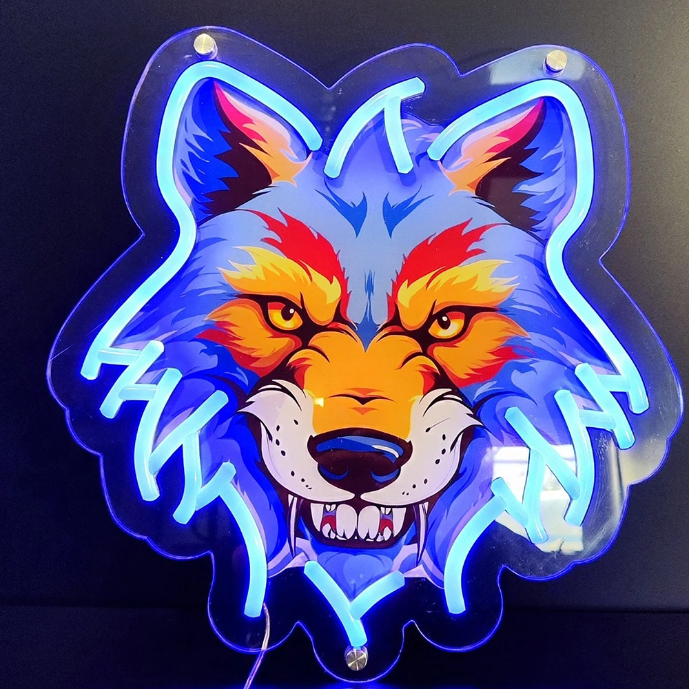 Animal Wolf Artwork Acrylic Led Neon Sign Personalized Custom Living Room Bedroom Neon Wall Light Signs Bar Club Decoration Neon