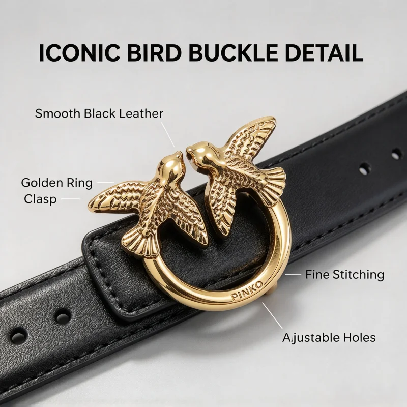For Pinko Women's Belt Luxury Minimalist Pearl Fashionable Accessory for Daily Commuting And Dating Vintage Condition