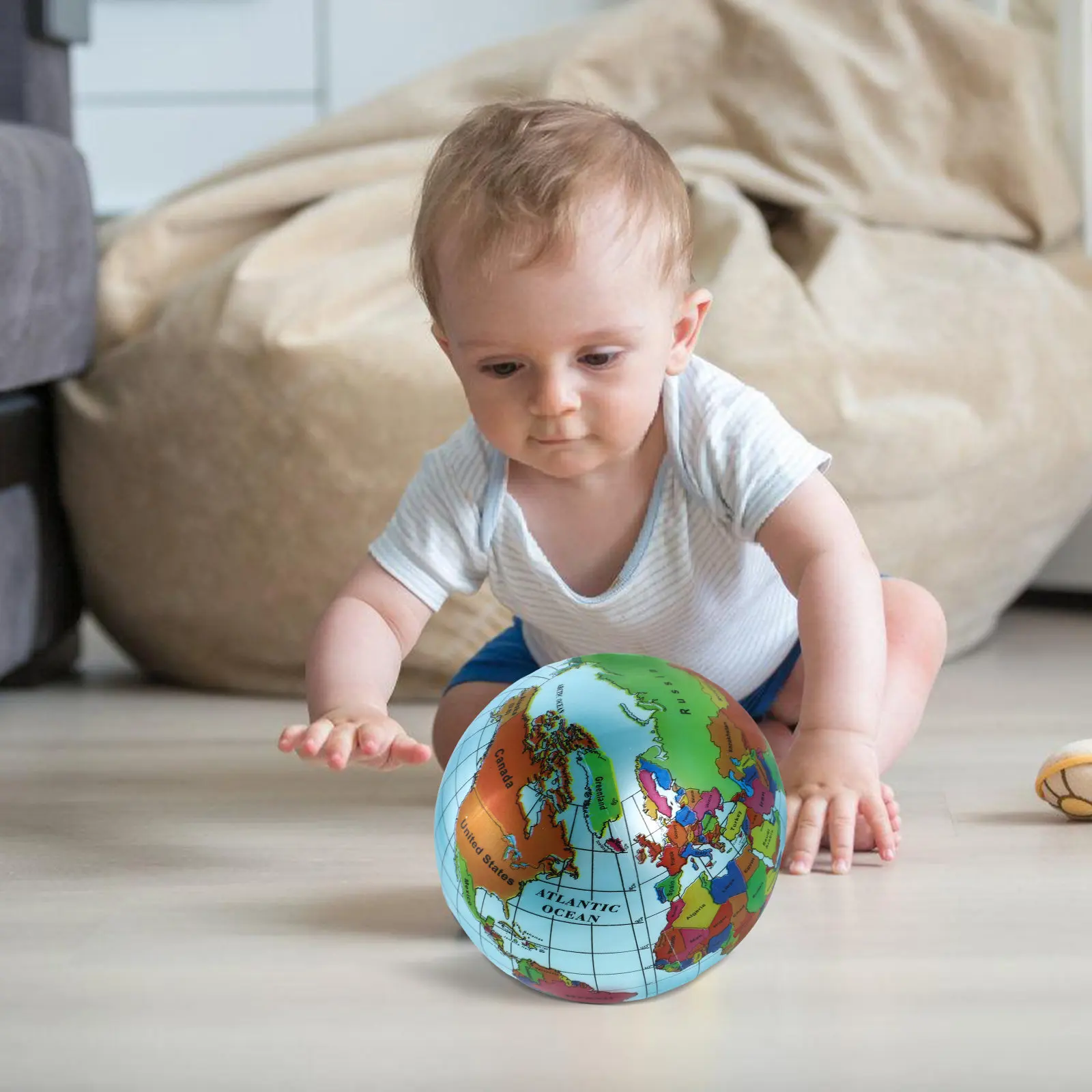 2 Pcs Floating Earth Globe Blow up Ball for Learning Inflatable PVC Garden Toys