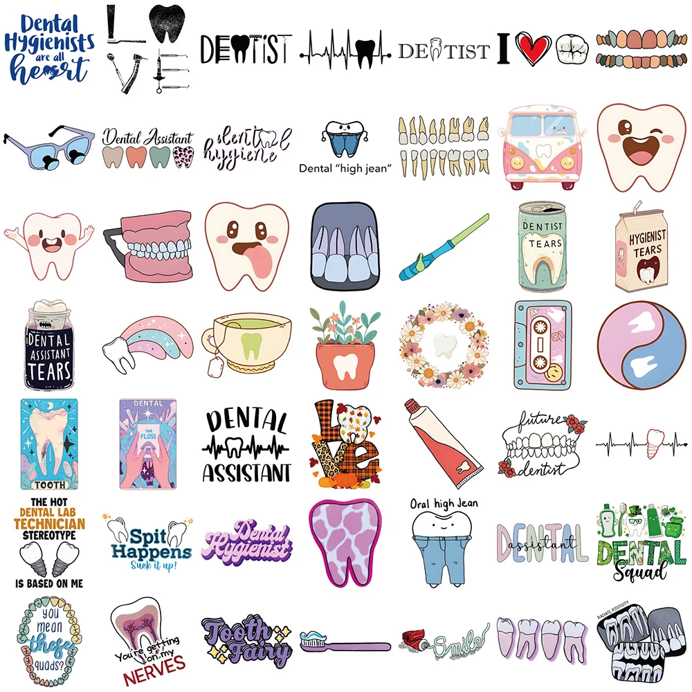10/30/50pcs Cute Cartoon Dente Dentale Adesivi Divertente Creativo Graffiti Adesivo per I Bambini Giocattolo FAI DA TE Cancelleria Telefono Bagagli Decalcomanie