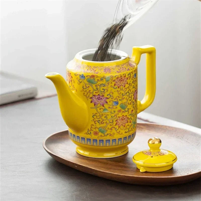 Ceramic Teapot, Coffee Pot, Household Drinkware, Heat Resisting Water Pitcher, Teaware, Good Quality Color Enamel Porcelain