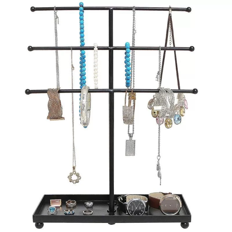 

Trendy Multilayer Jewelry Storage Rack Metal Multipurpose Pendant Necklace Bracelet Display Stand Desktop Counter Showcase Props
